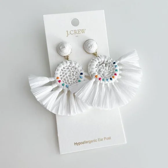 J. Crew Factory Fan Statement Earrings (White) - Picture 3 of 3